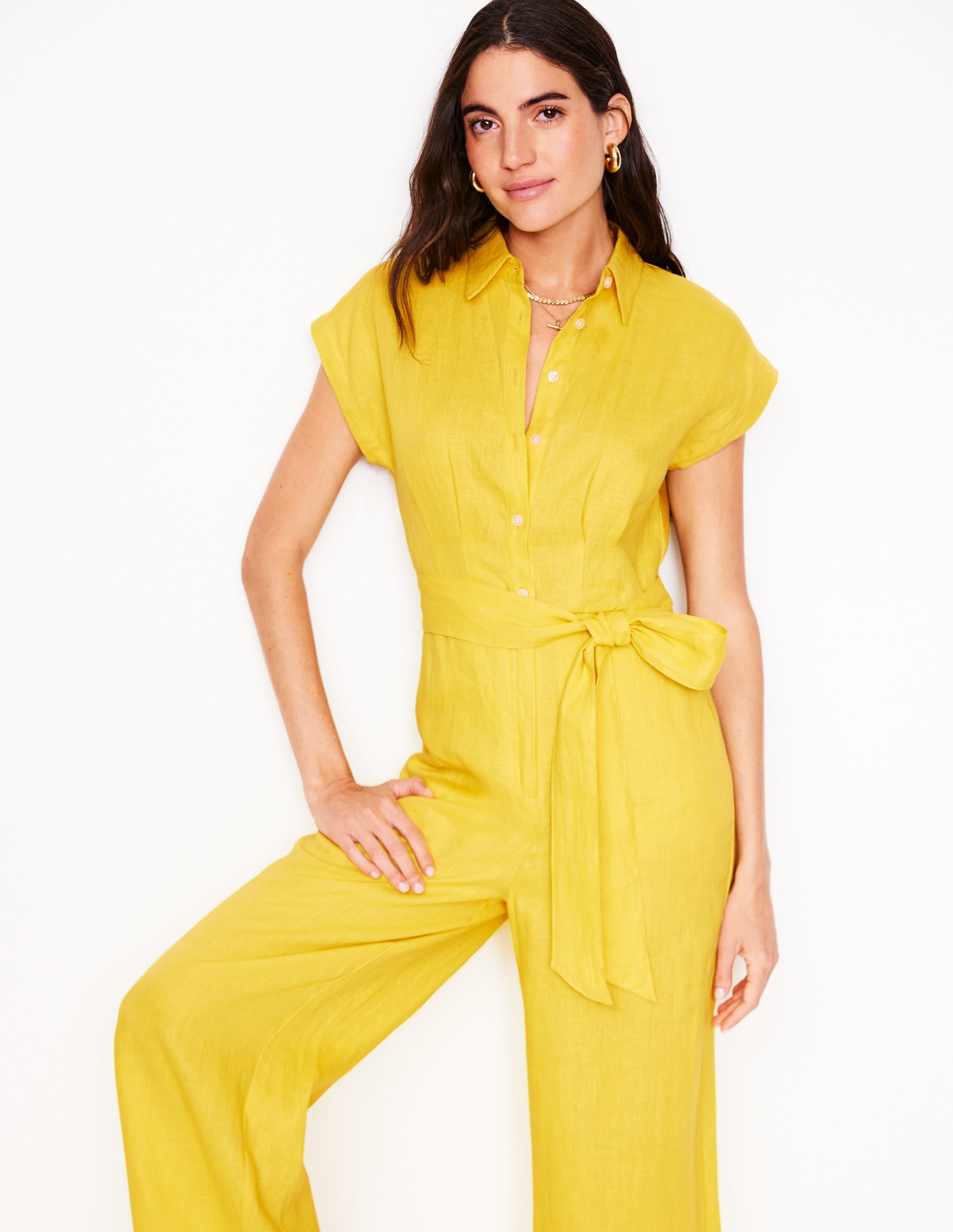 Colette Linen Jumpsuit-Pineapple Yellow - Image 4