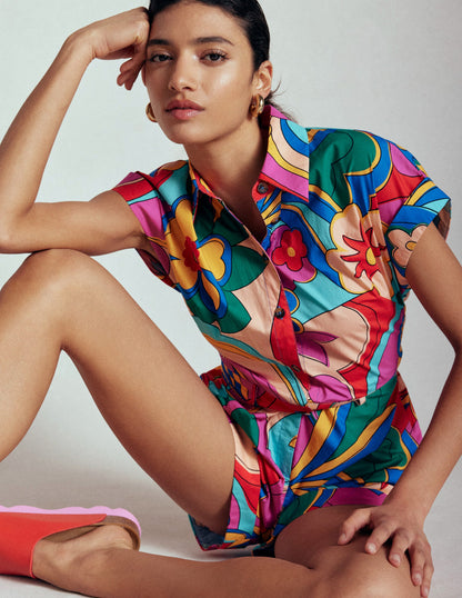 Casual Cotton Playsuit-Multi, Blossomy Pop-6