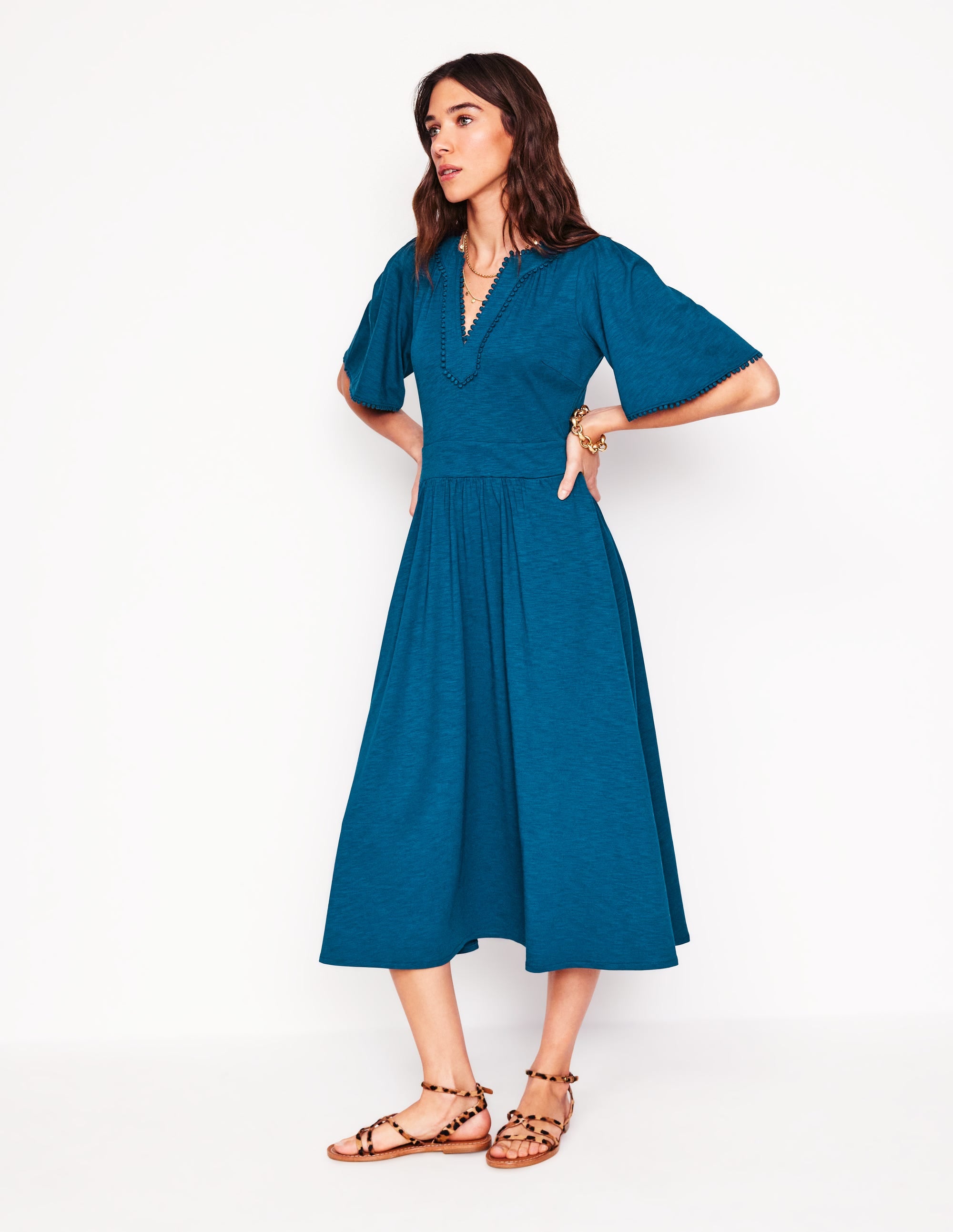 Maddie Trim Jersey Dress-Harbour Blue - Image 1