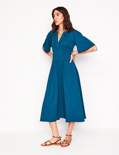 Maddie Trim Jersey Dress-Harbour Blue