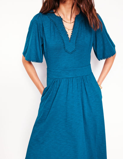 Maddie Trim Jersey Dress-Harbour Blue