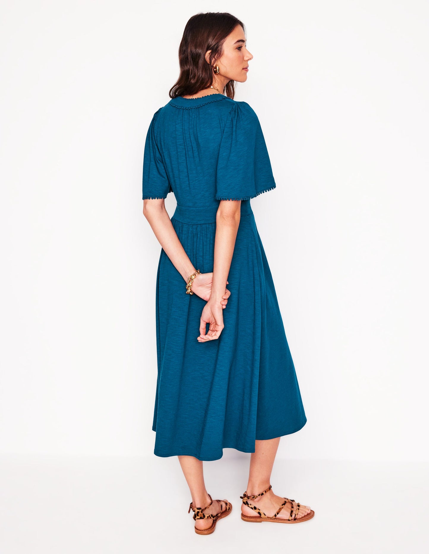 Maddie Trim Jersey Dress-Harbour Blue