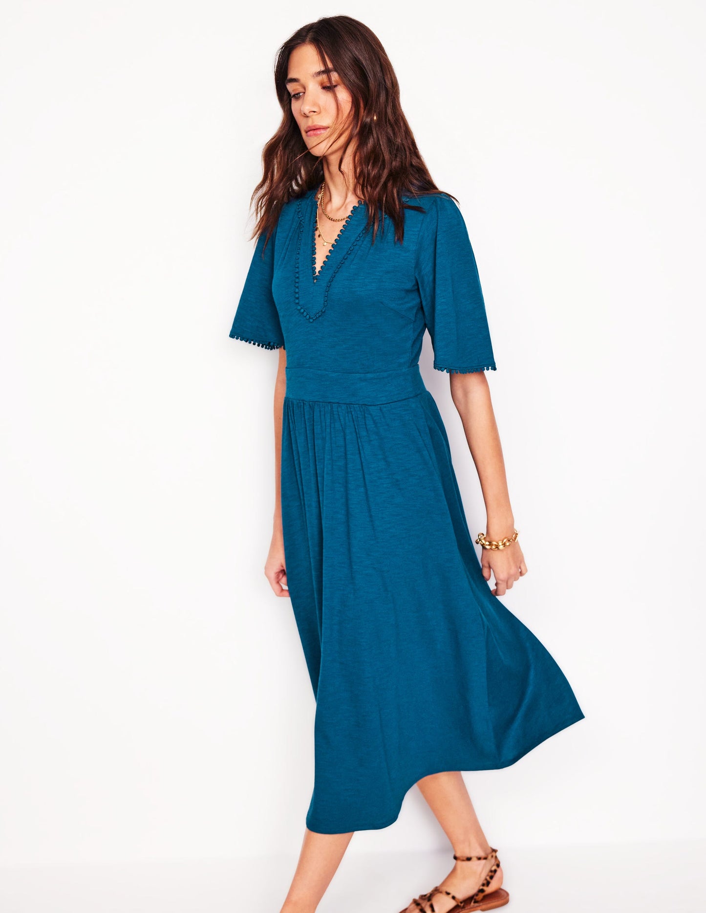 Maddie Trim Jersey Dress-Harbour Blue