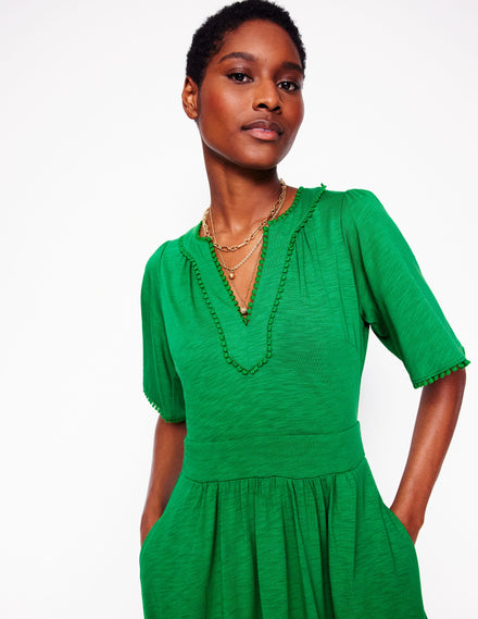 Maddie Trim Jersey Dress-Paradise Green