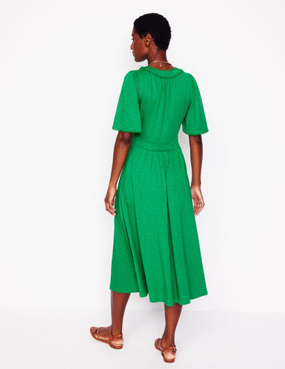 Maddie Trim Jersey Dress-Paradise Green