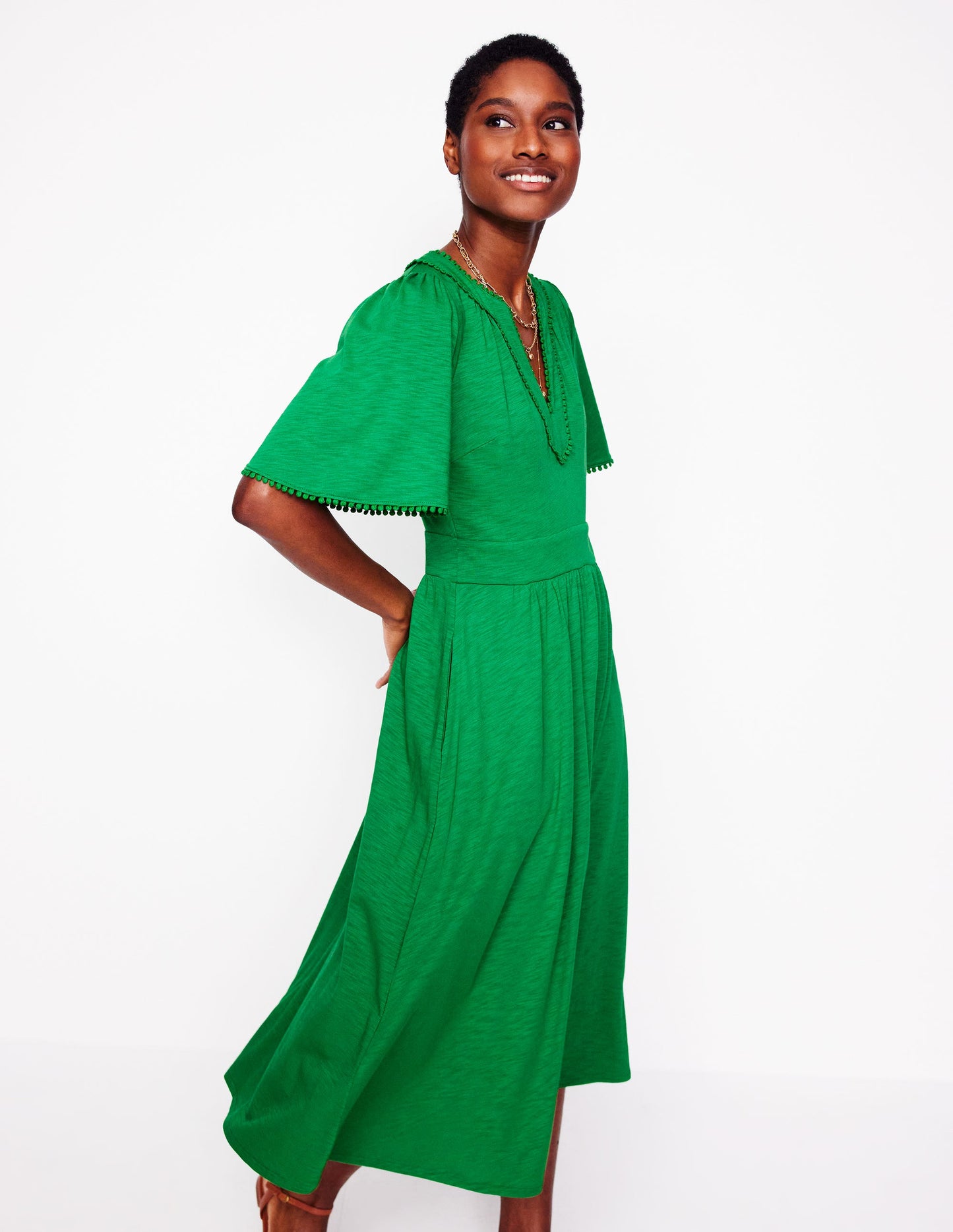 Maddie Trim Jersey Dress-Paradise Green