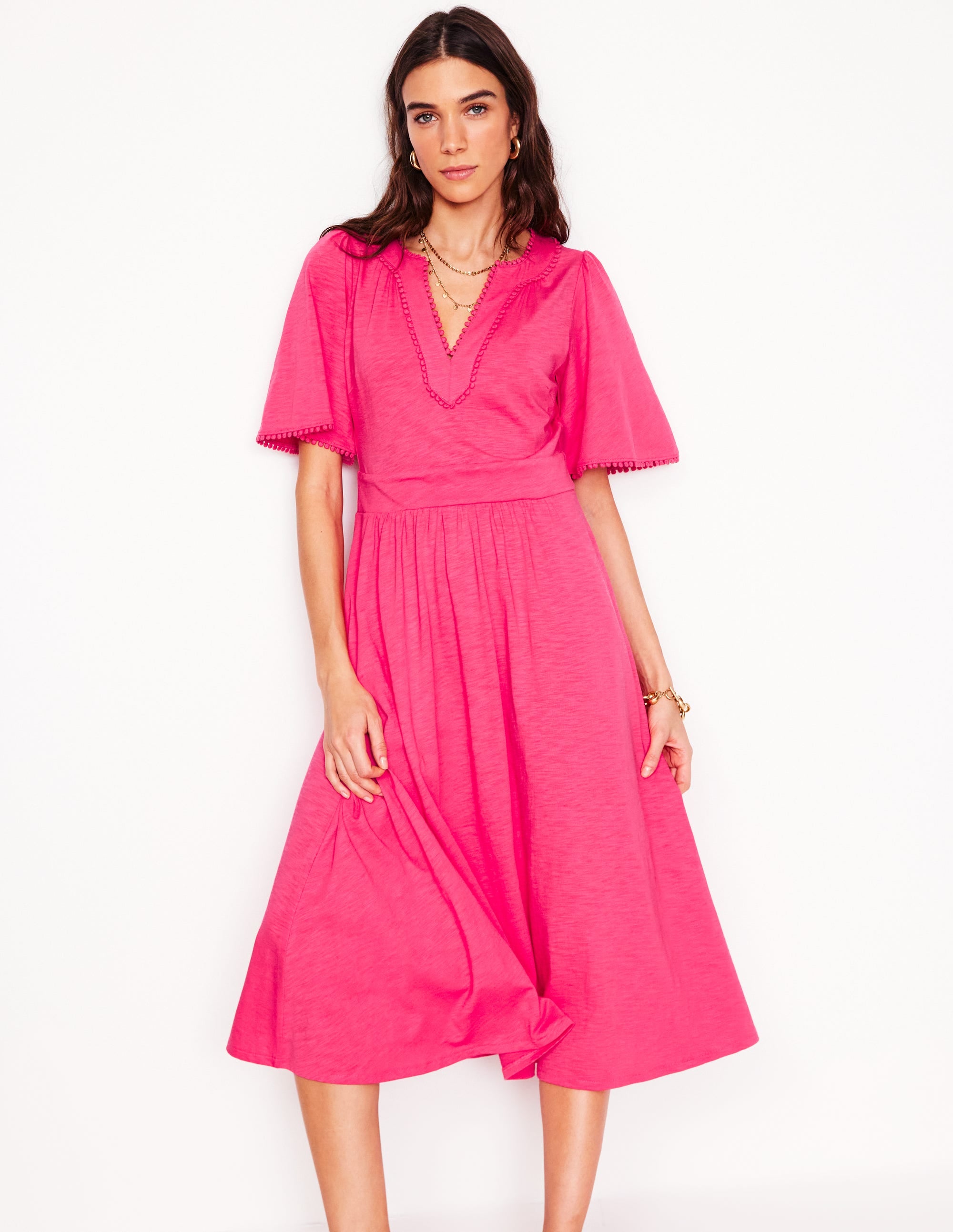 Maddie Trim Jersey Dress-Camelia Pink - Image 1