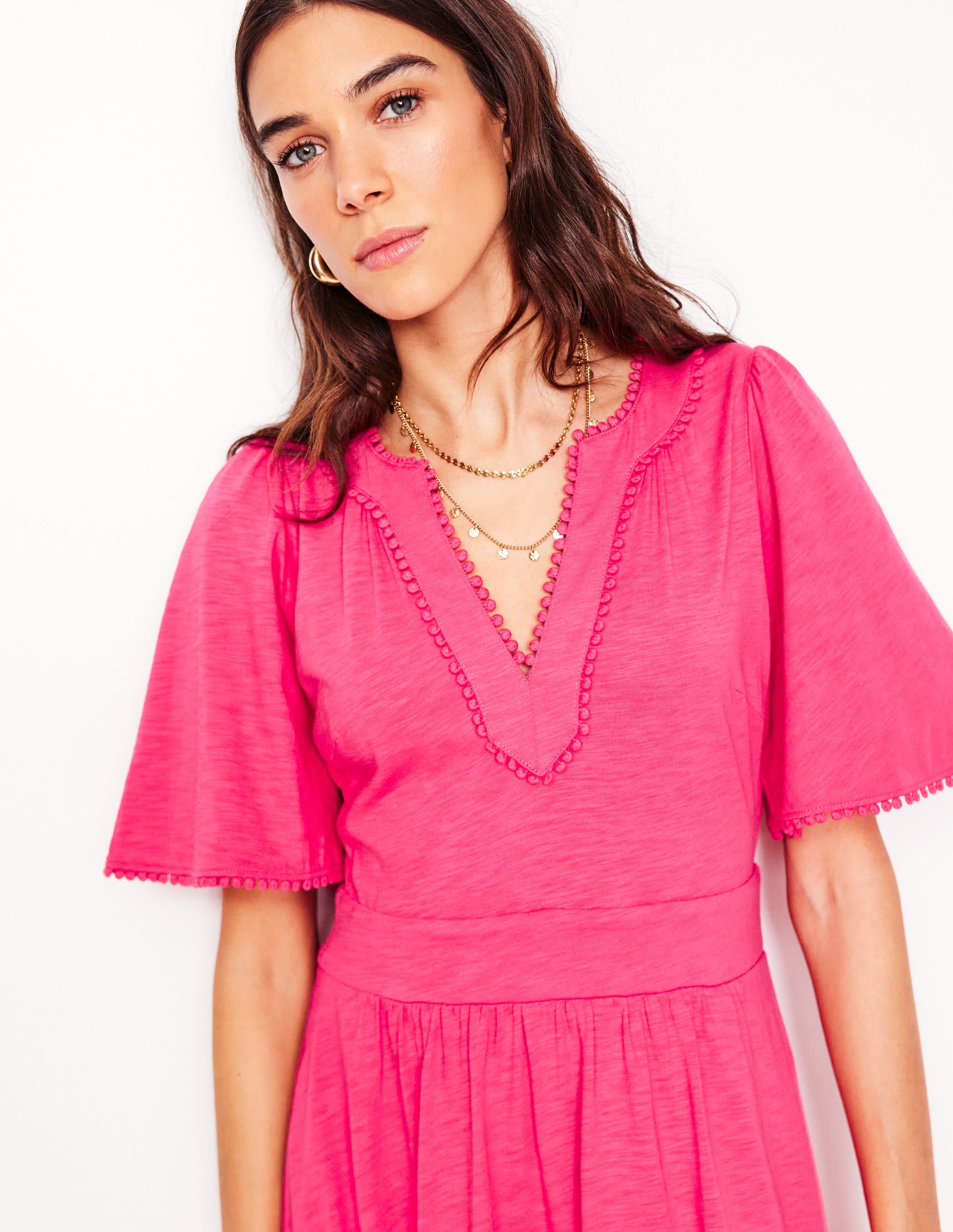 Maddie Trim Jersey Dress-Camelia Pink - Image 2