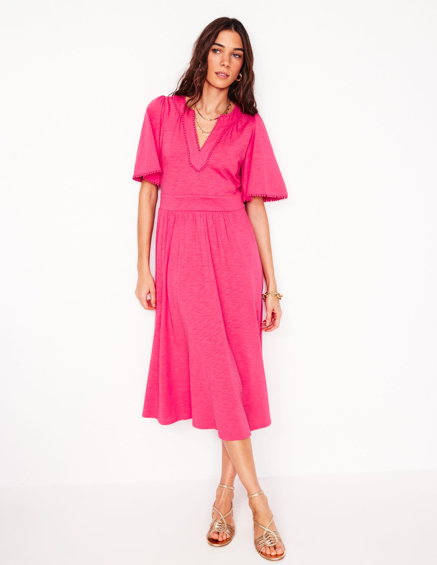 Maddie Trim Jersey Dress-Camelia Pink