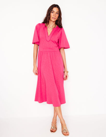 Maddie Trim Jersey Dress-Camelia Pink-4