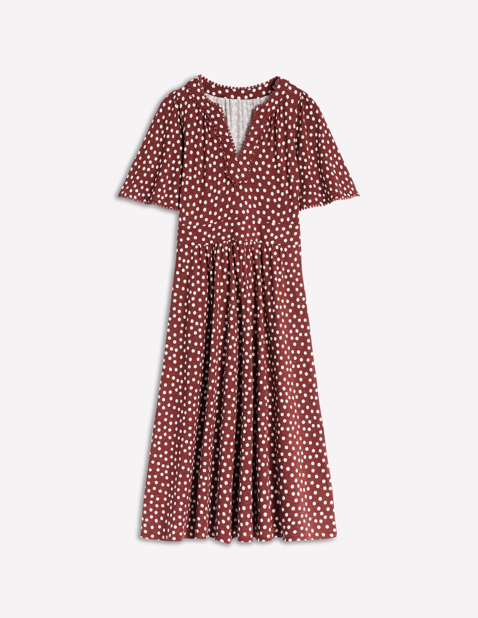 Maddie Trim Jersey Dress-Port and Ivory, Abstract Dot - Image 5