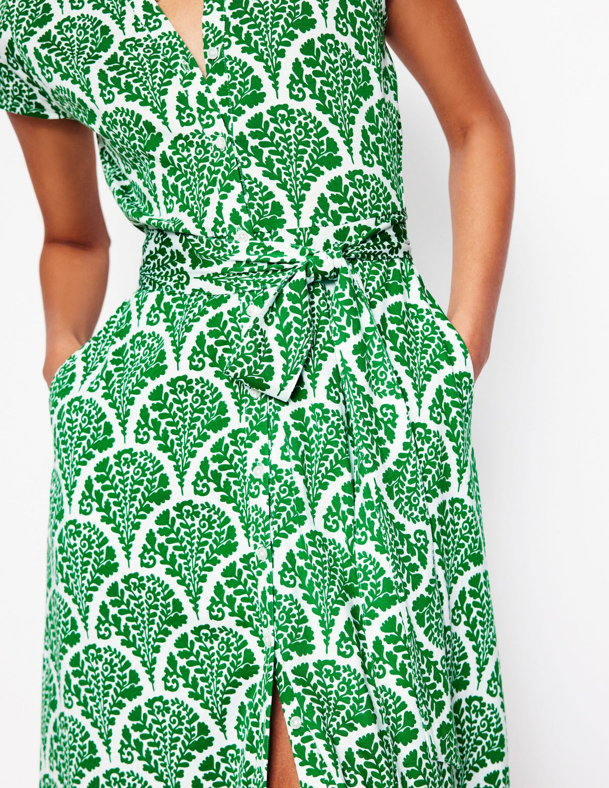 Sara Jersey Shirt Dress-Rich Emerald, Blossomy - Image 2