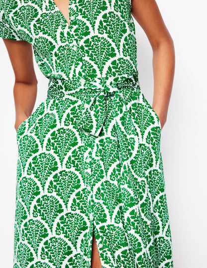 Sara Jersey Shirt Dress-Rich Emerald, Blossomy-2