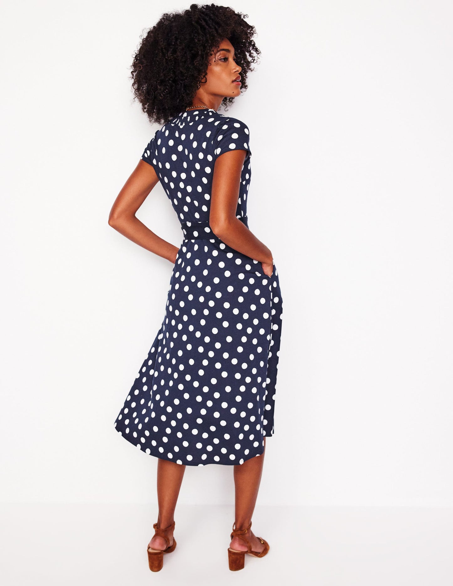 Sara Jersey Shirt Dress-French Navy, Abstract Dot