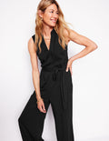 Naomi Notch Jersey Jumpsuit-Black