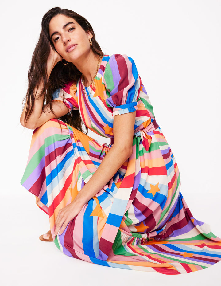 Blouson Crew Neck Dress-Multi, Supernova