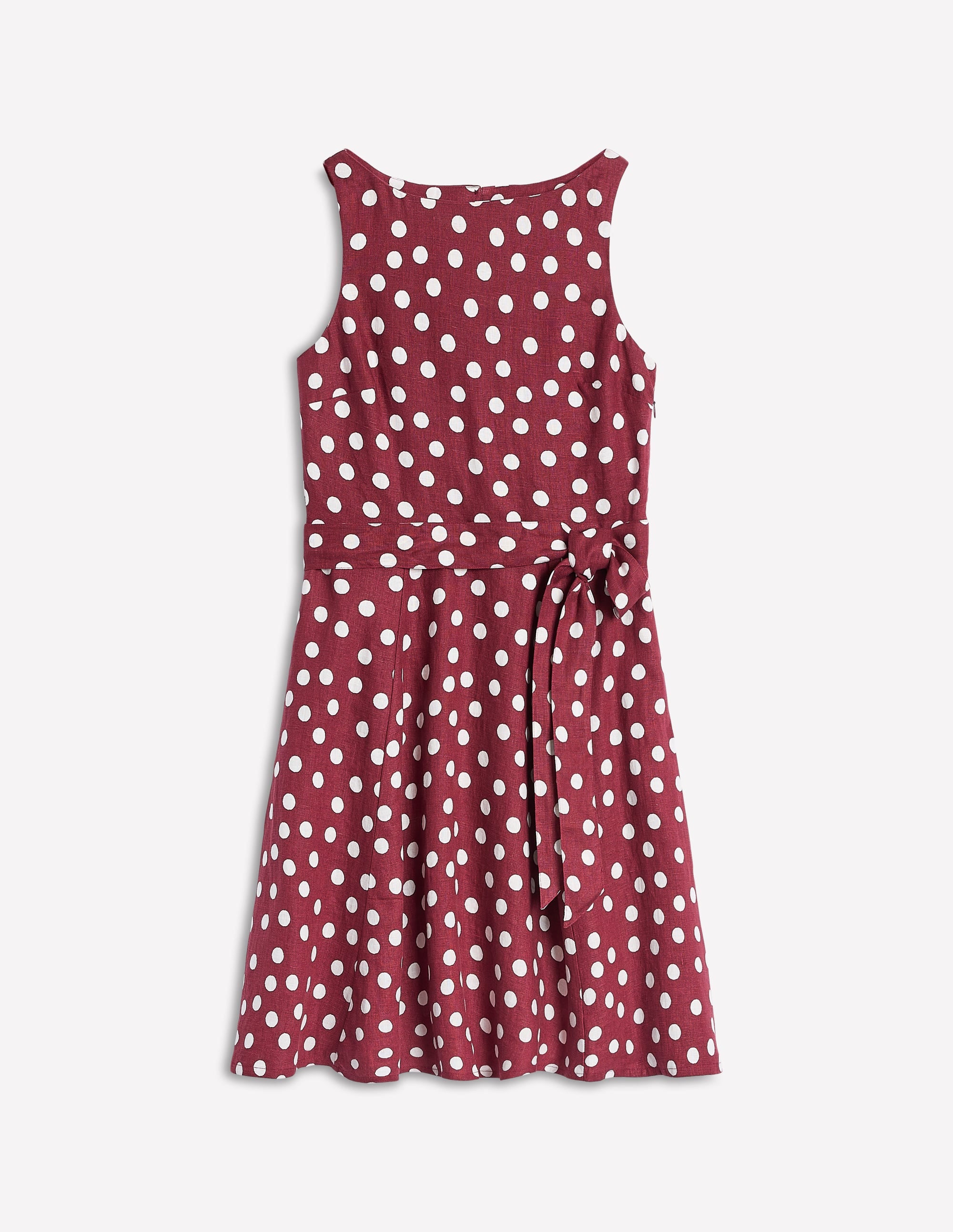 Anya Sleeveless Linen Dress-Chestnut, Abstract Dot - Image 5