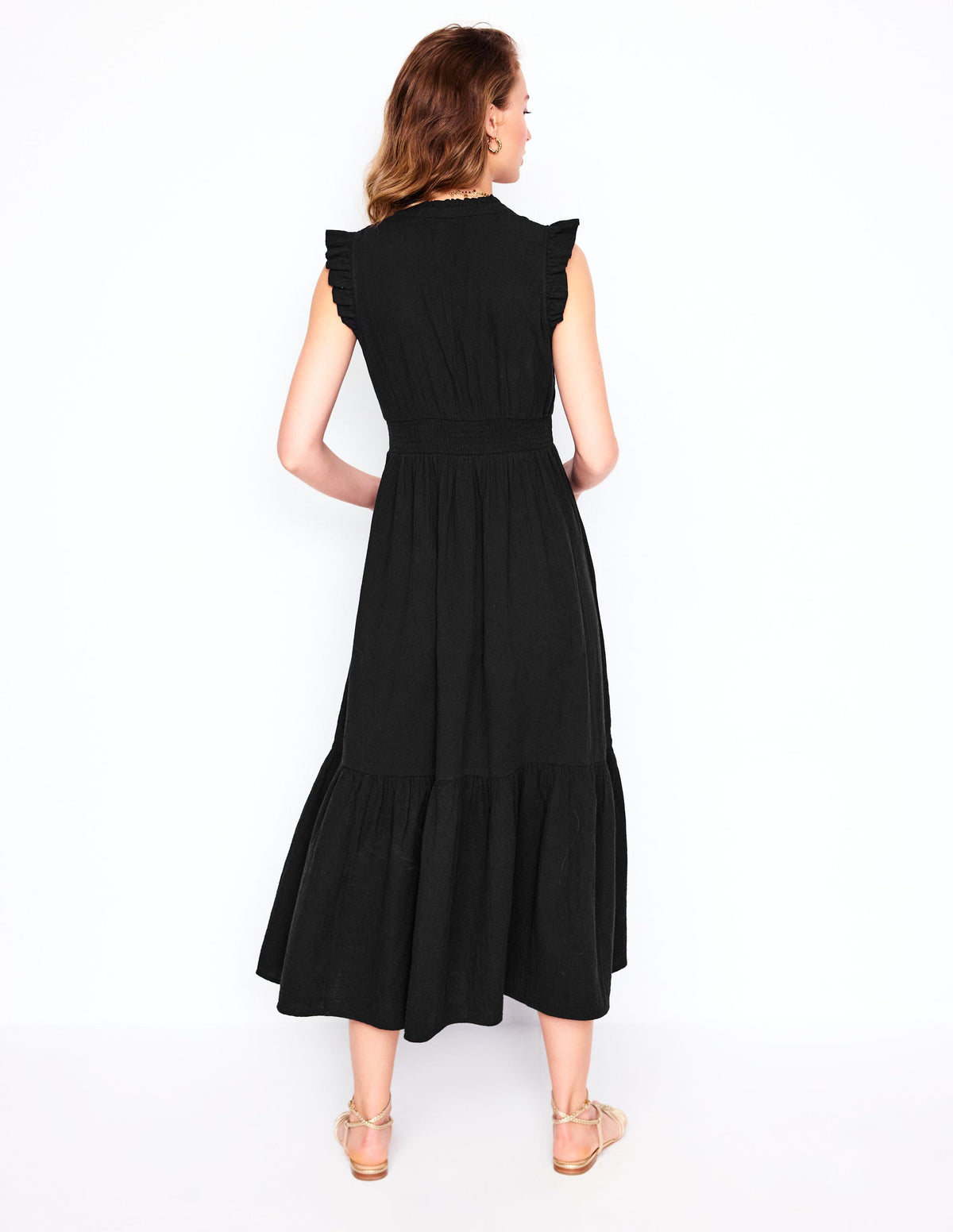 Wren Double Cloth Midi Dress-Black - Image 3