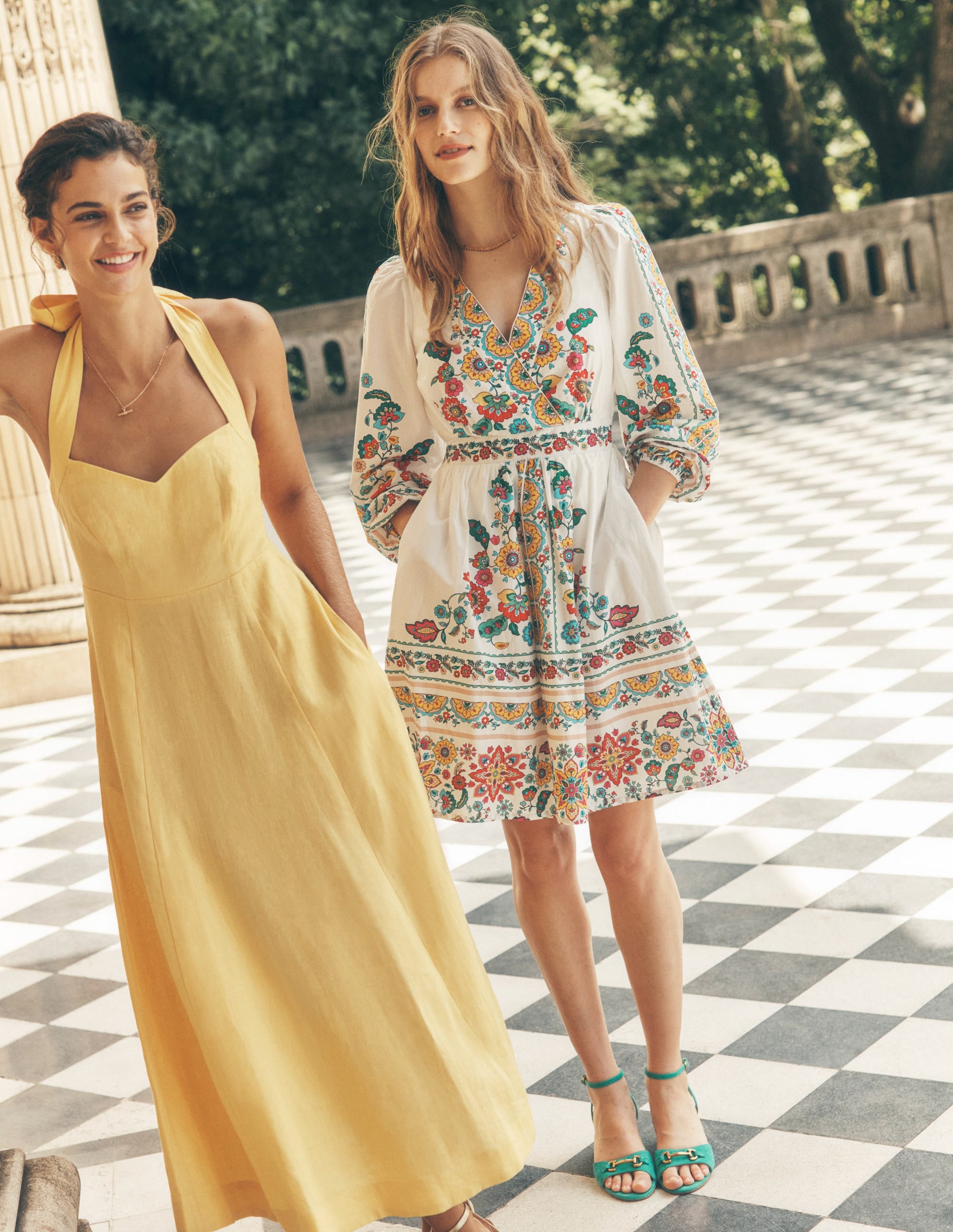 Mya Cotton Short Dress-Ivory, Botanical Sprig - Image 2