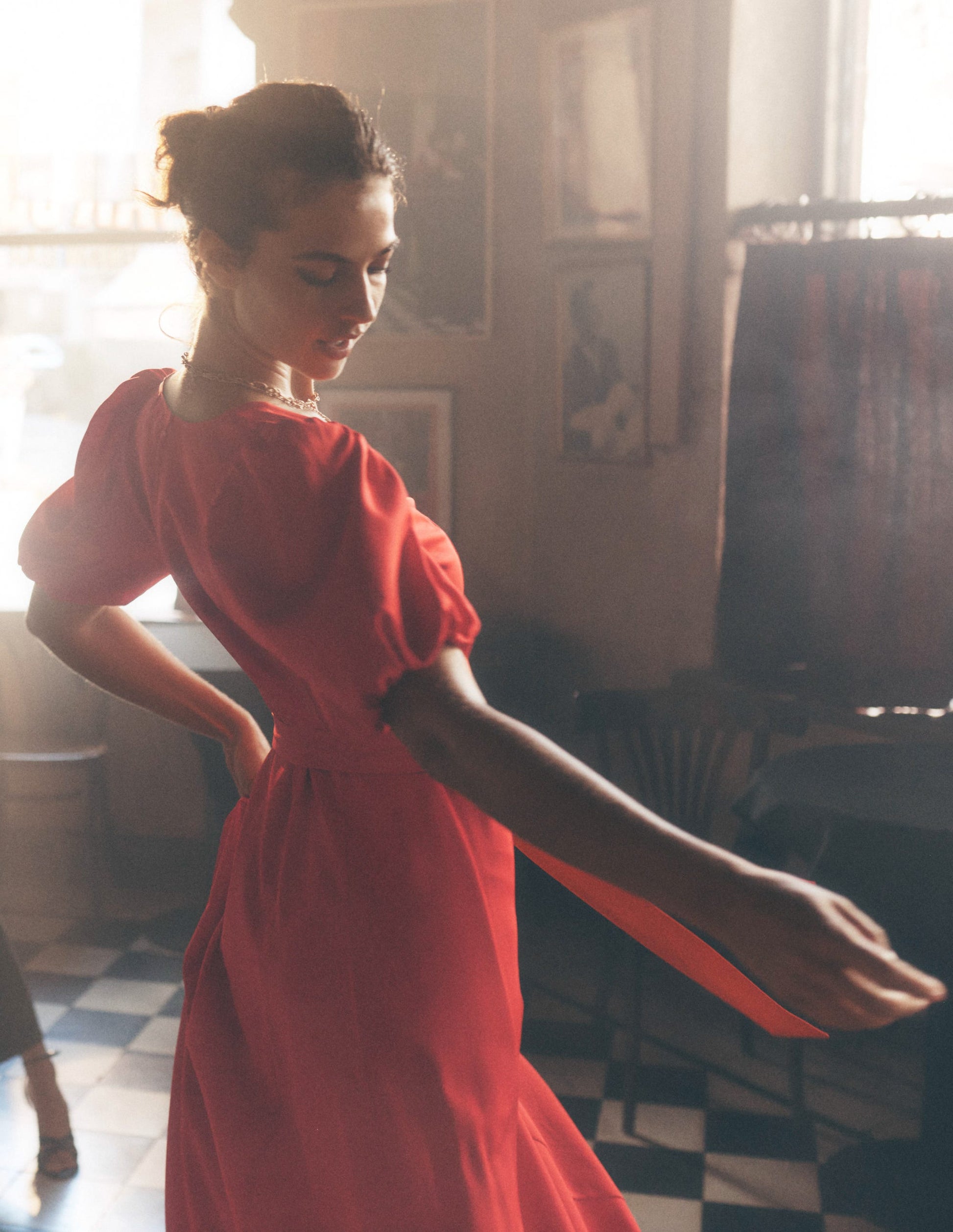 Volume Sleeve Midi Dress-Poppy Red | Boden USA Volume Sleeve Midi Dress-Poppy Red | Boden USA