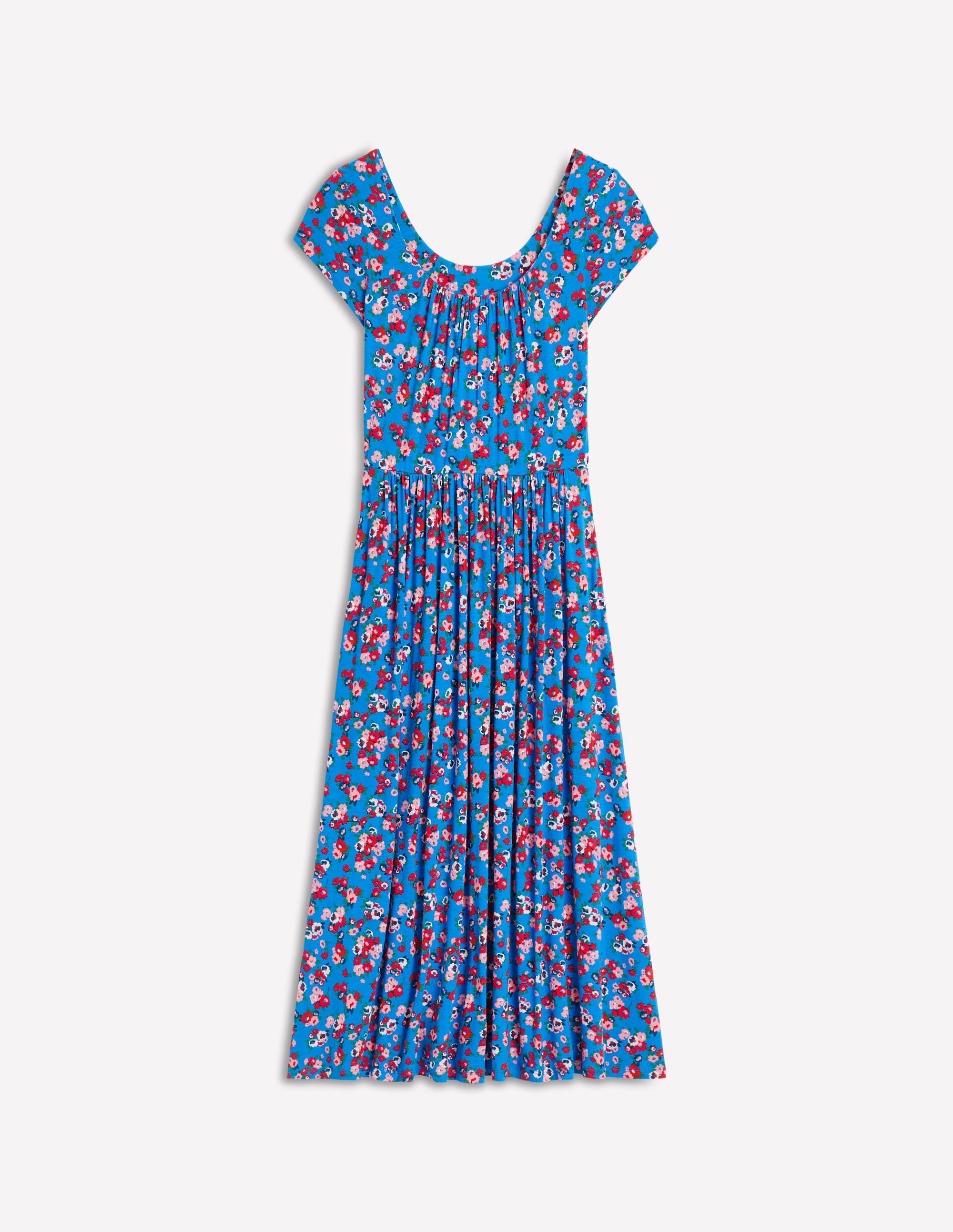 Samantha Scoop Jersey Dress-Cerulean Blue, Painterly Posy - Image 6