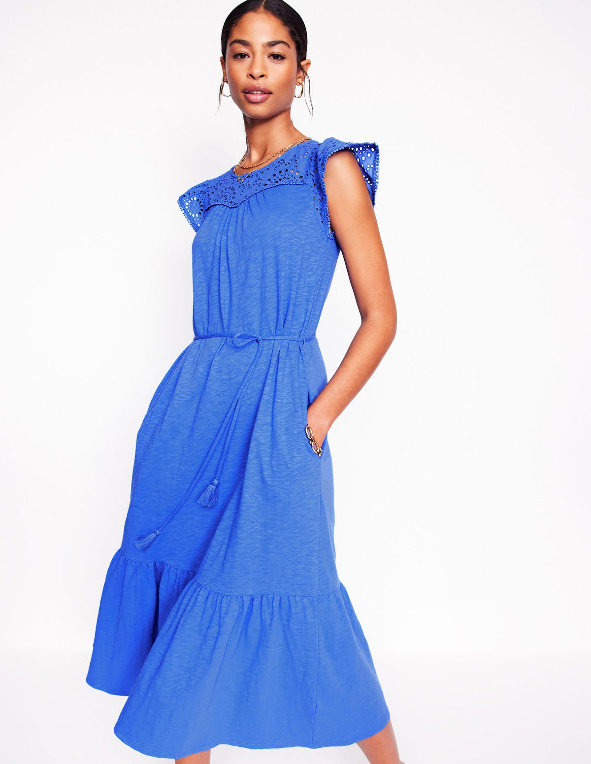 Juliet Broderie Midi Dress-Gallery Blue - Image 1