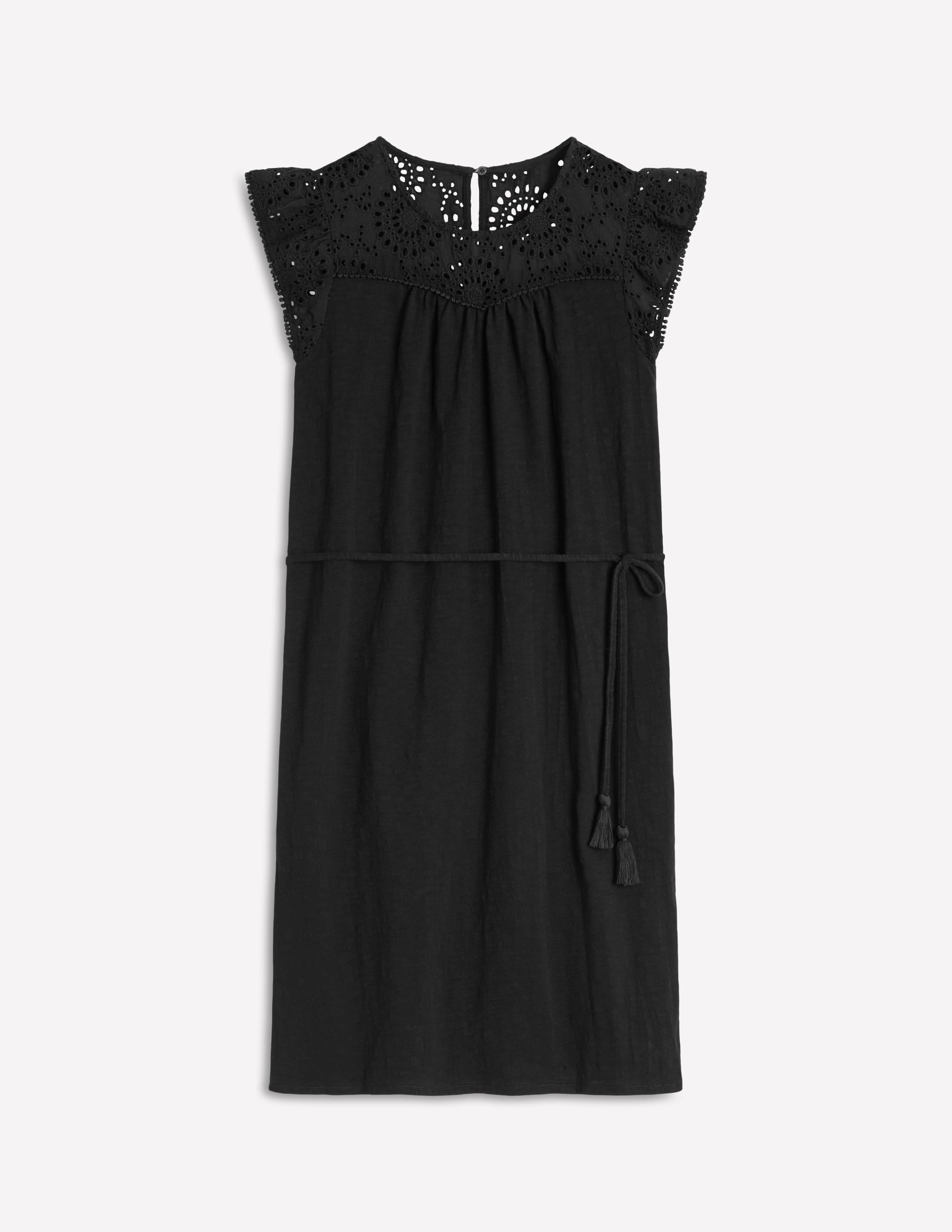 Juliet Broderie Short Dress-Black - Image 4