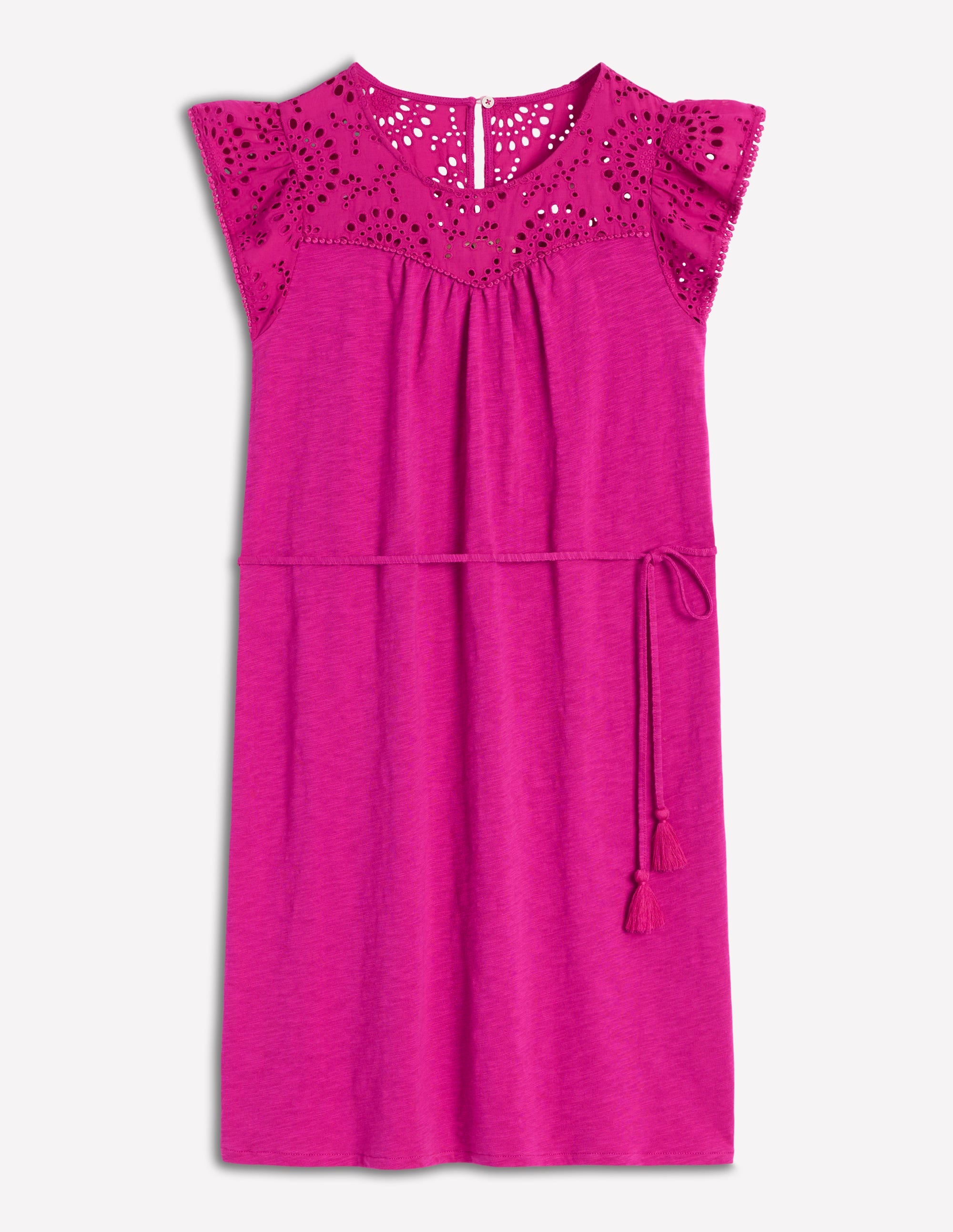 Juliet Broderie Short Dress-Fuchsia - Image 5