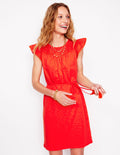Juliet Broderie Short Dress-FireCracker Red
