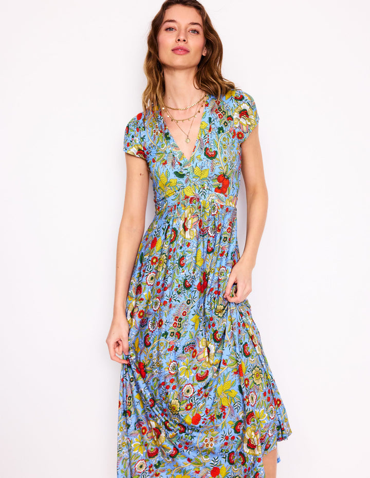 Bias Cut Jersey Midi Dress-Multi, Citrus Vine
