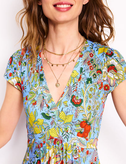 Bias Cut Jersey Midi Dress-Multi, Citrus Vine-2