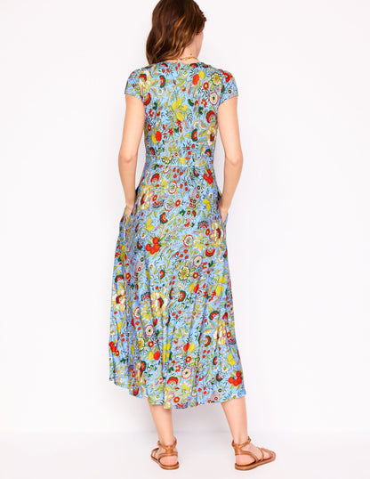 Bias Cut Jersey Midi Dress-Multi, Citrus Vine-3