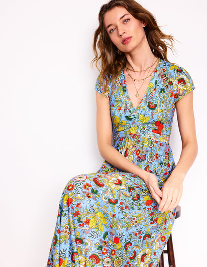 Bias Cut Jersey Midi Dress-Multi, Citrus Vine-4