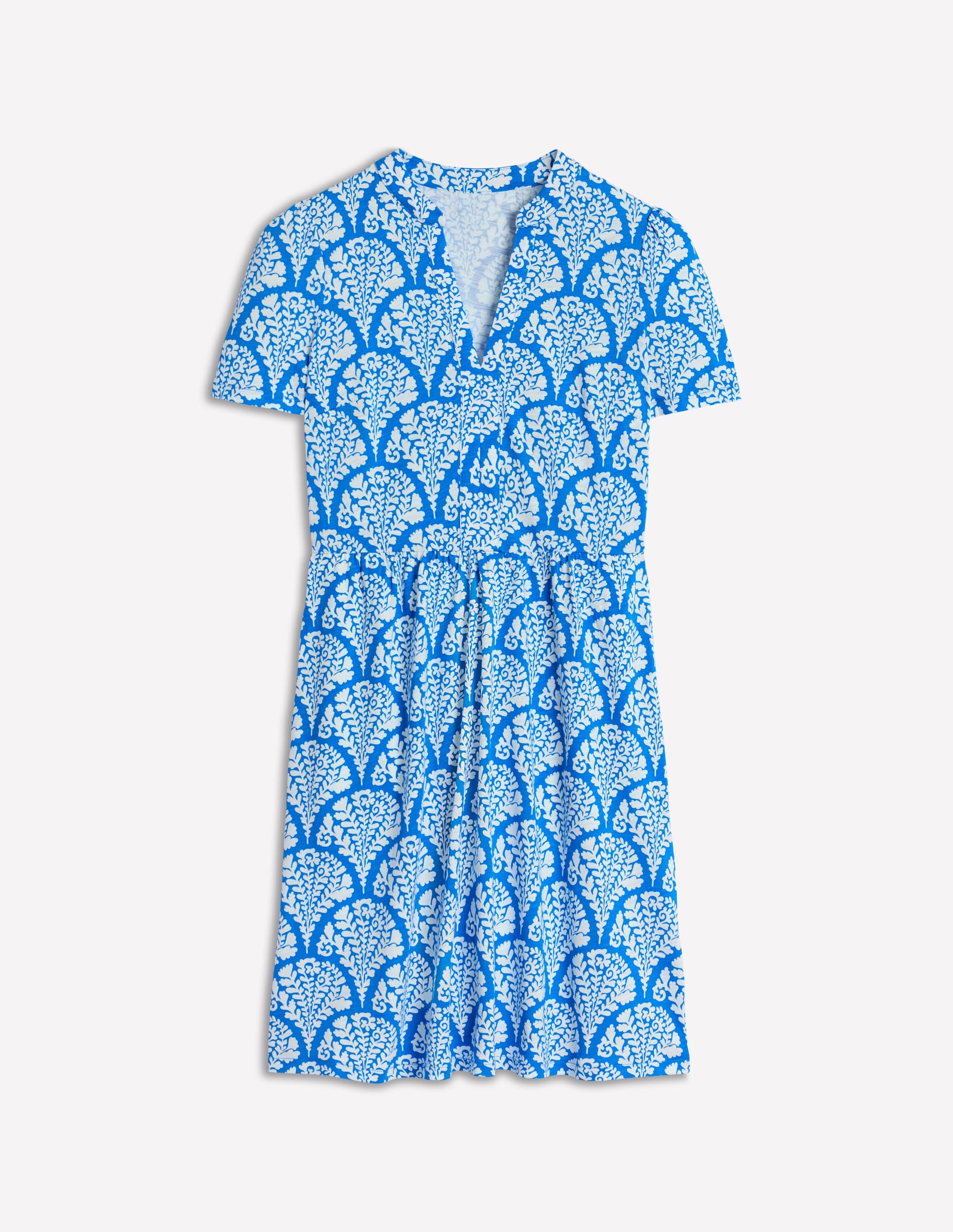 Naomi Short Sleeve Dress-Cerulean Blue, Blossomy - Image 6