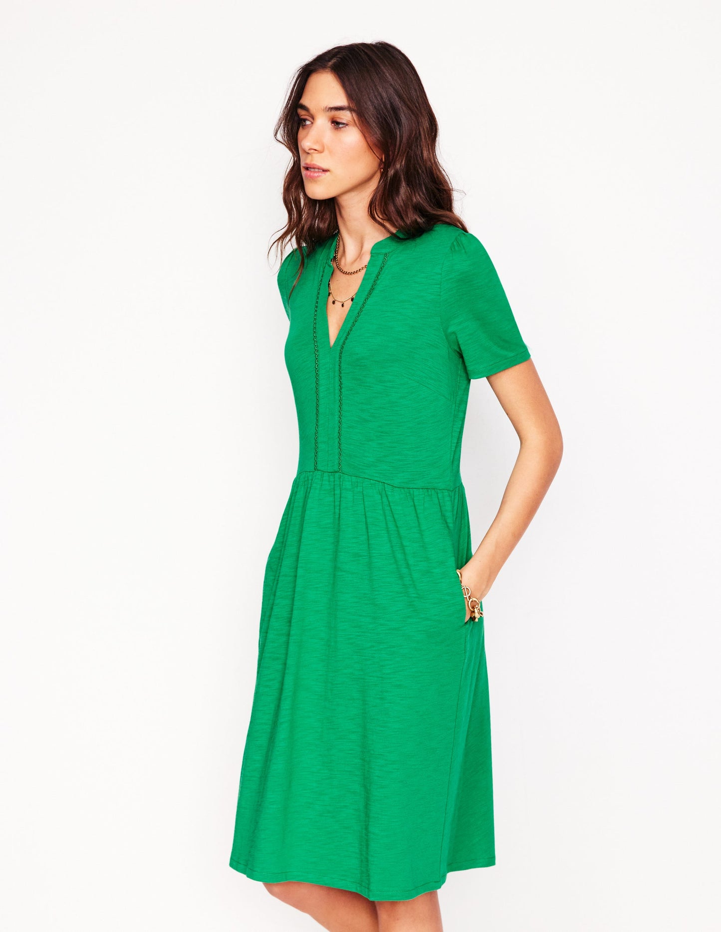 Naomi Short Sleeve Dress-Rich Emerald