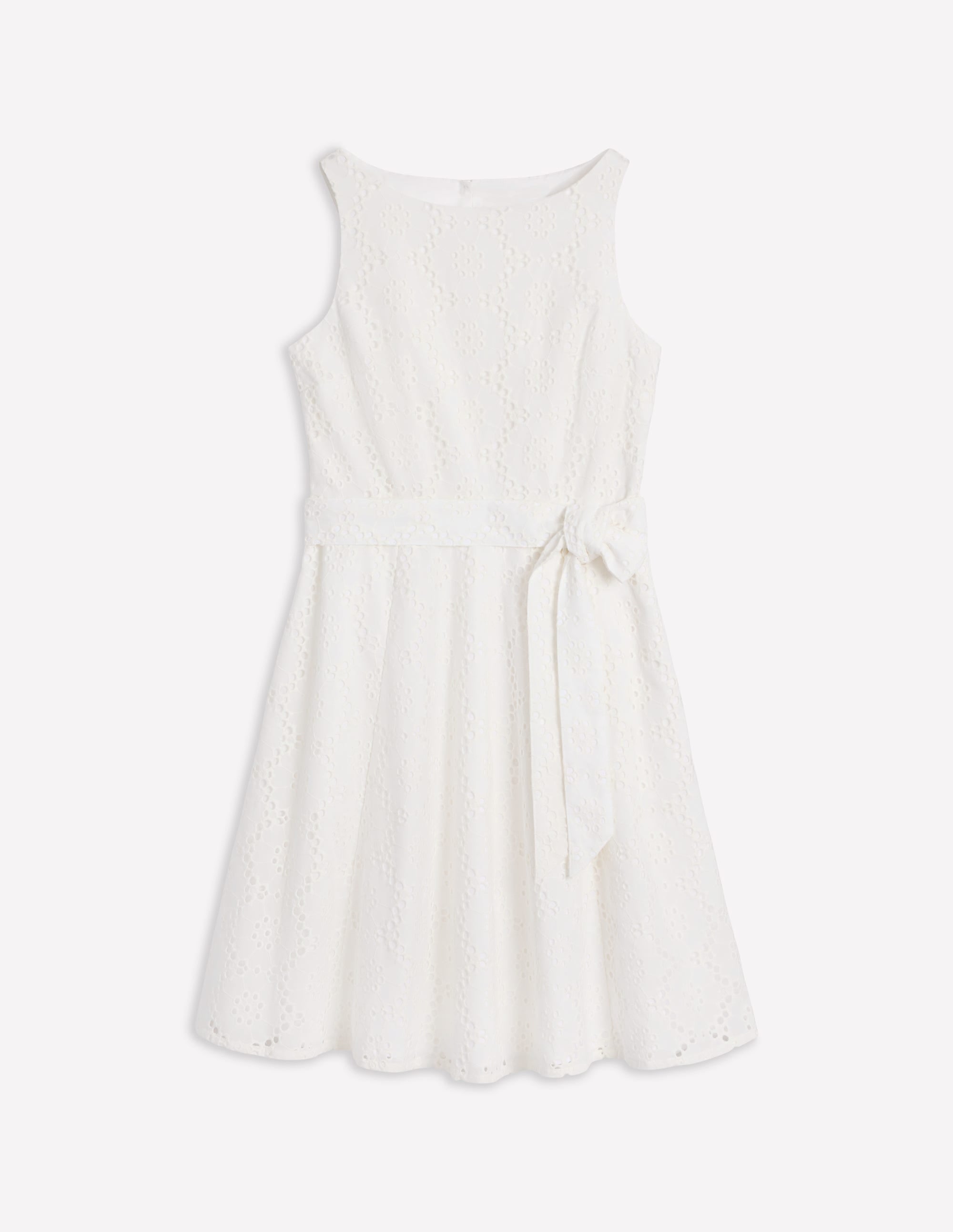 Anya Sleeveless Broderie Dress-White - Image 5