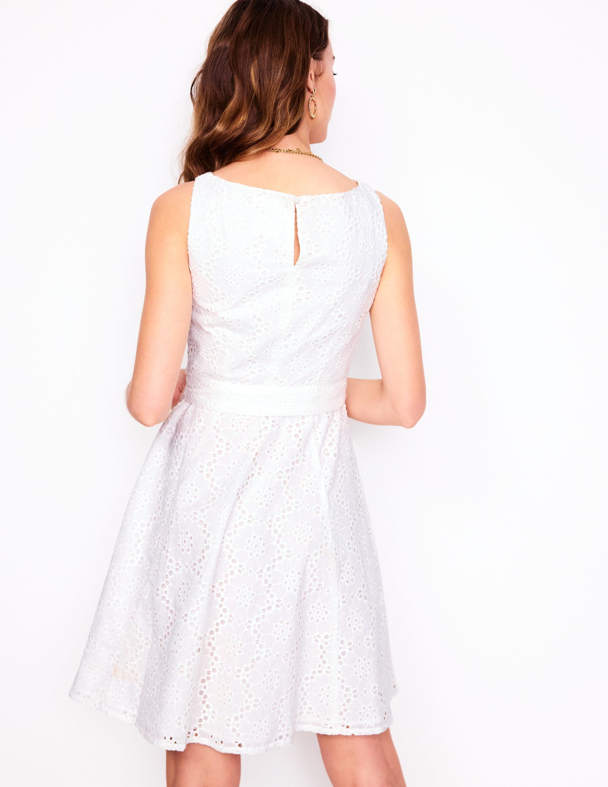 Anya Sleeveless Broderie Dress-White-3