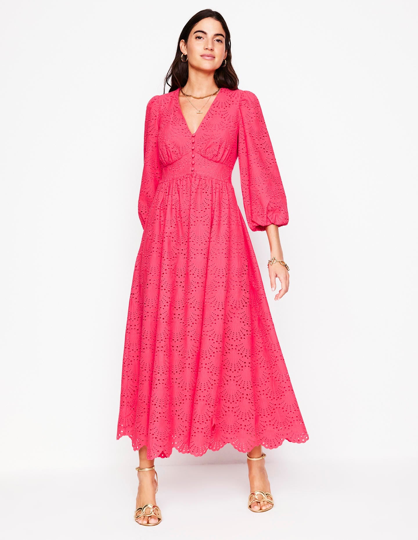 Lola Broderie Maxi Dress-Camelia Pink - Image 1
