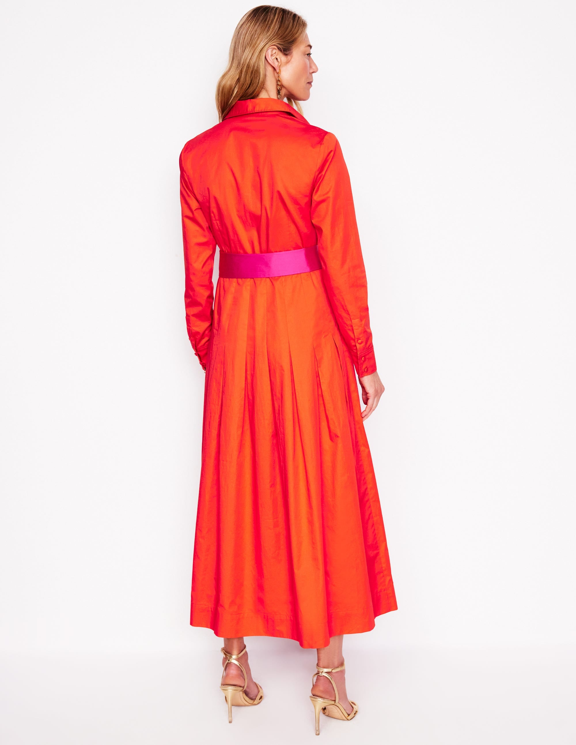 Maxi Pleated Bow Dress-Firecracker Red - Image 3