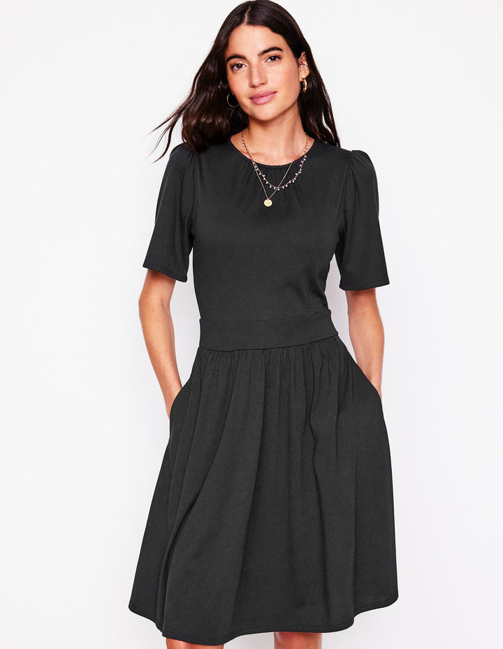 Louisa Short Jersey Dress-Black