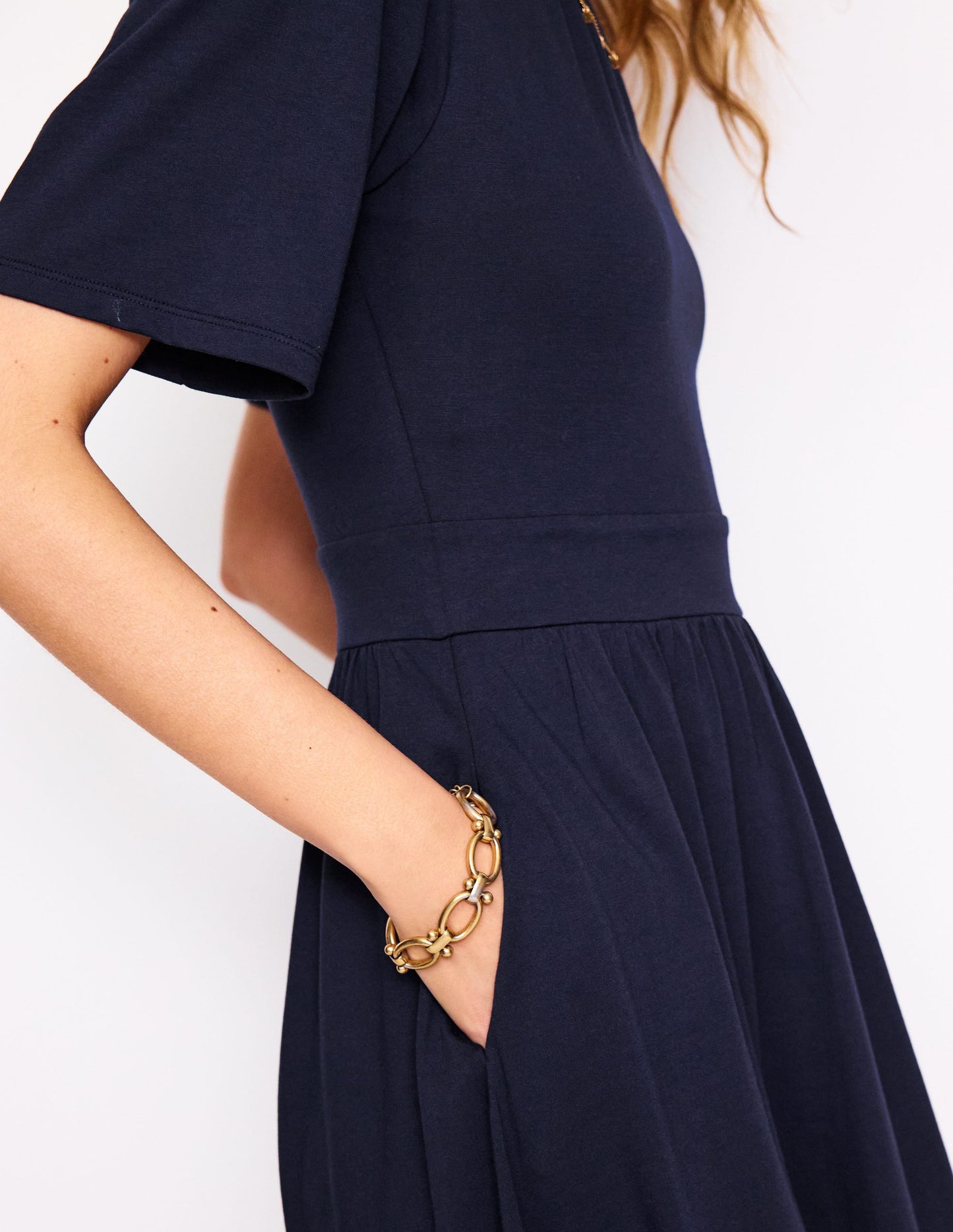 Louisa Short Jersey Dress-Navy