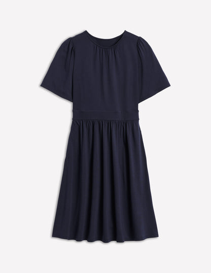 Louisa Short Jersey Dress-Navy