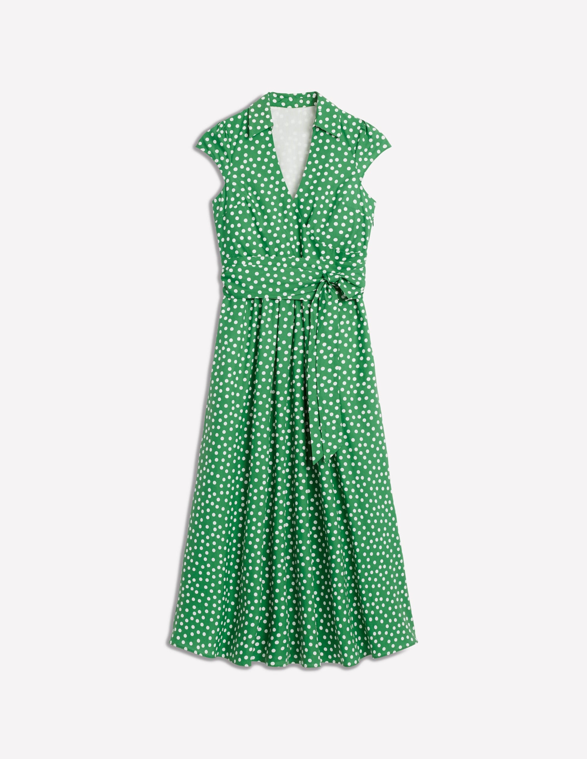 Julia Cotton Wrap Midi Dress-Highland Green, Painted Dot | Boden USA Julia Cotton Wrap Midi Dress-Highland Green, Painted Dot | Boden USA