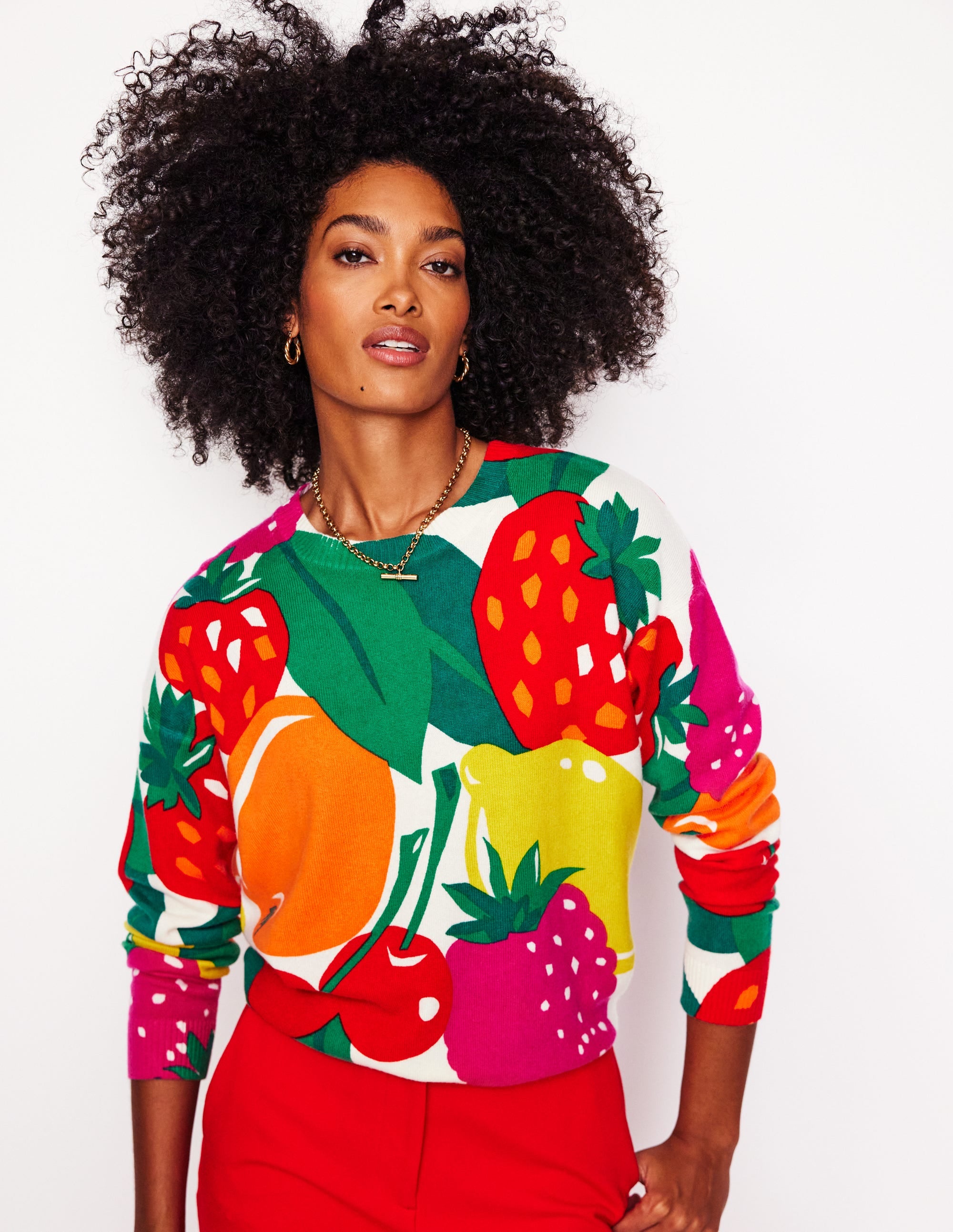 Lydia Cashmere Jumper-Multi, Summer Fruits - Image 3