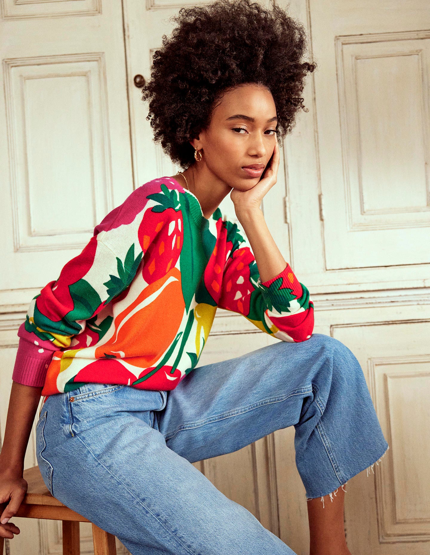 Lydia Cashmere Jumper-Multi, Summer Fruits - Image 1