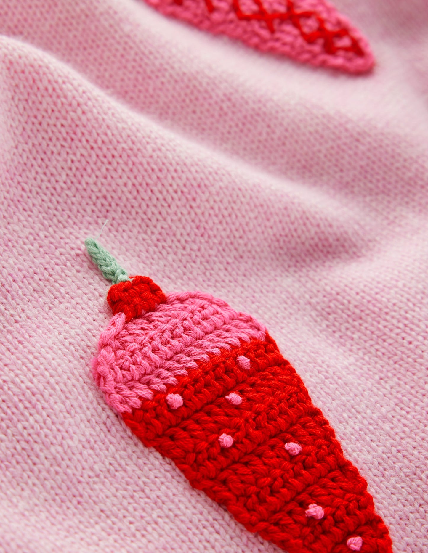 Novelty Embroidered Sweater-Soft Pink