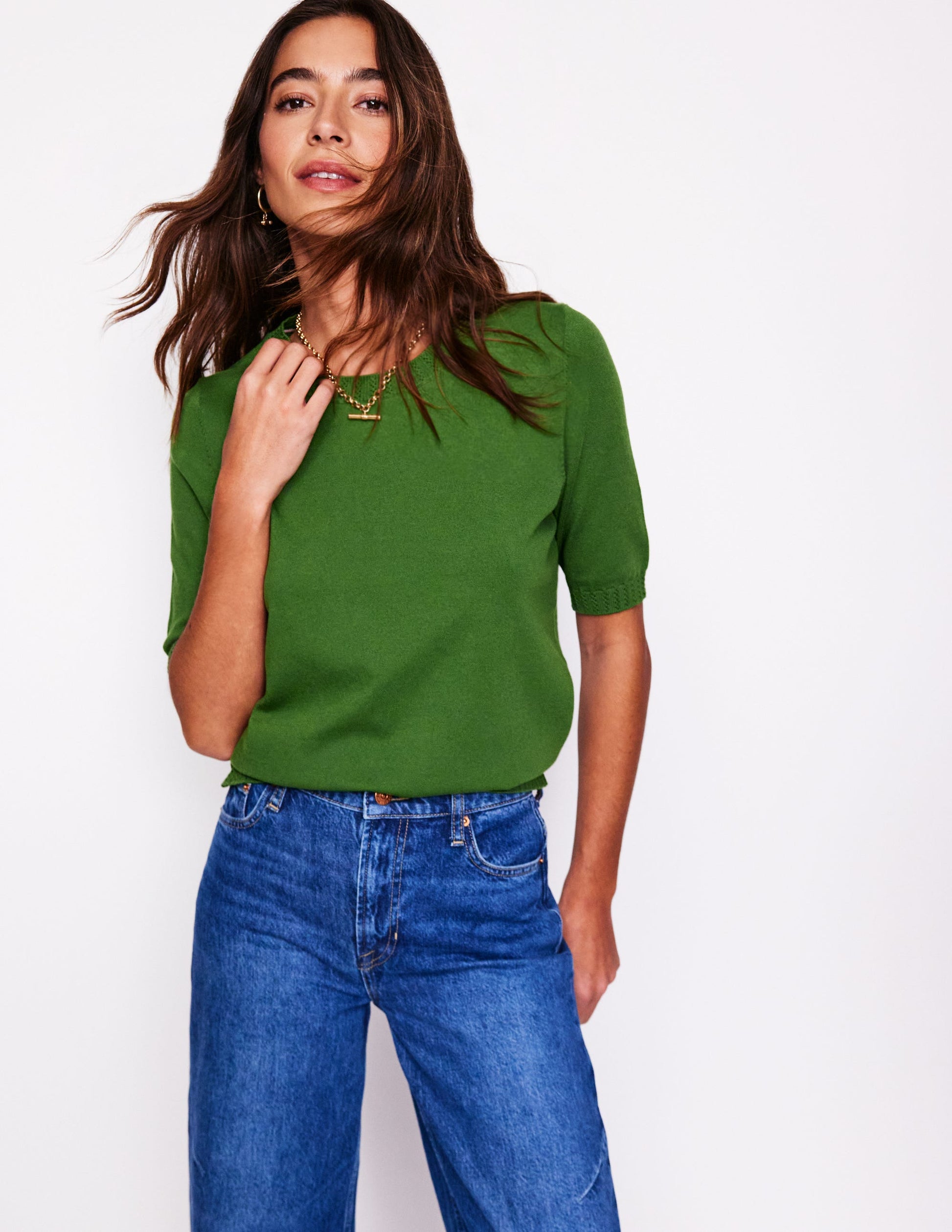 Emilia Cotton Crew T-shirt-Promenade Green-1