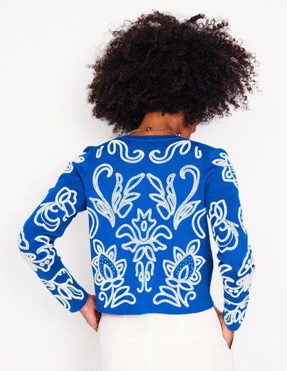 Embellished  Cardigan-Gallery Blue