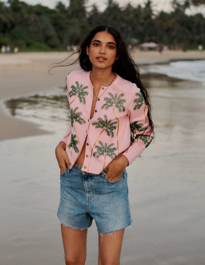 Embellished  Cardigan-Soft Pink-5