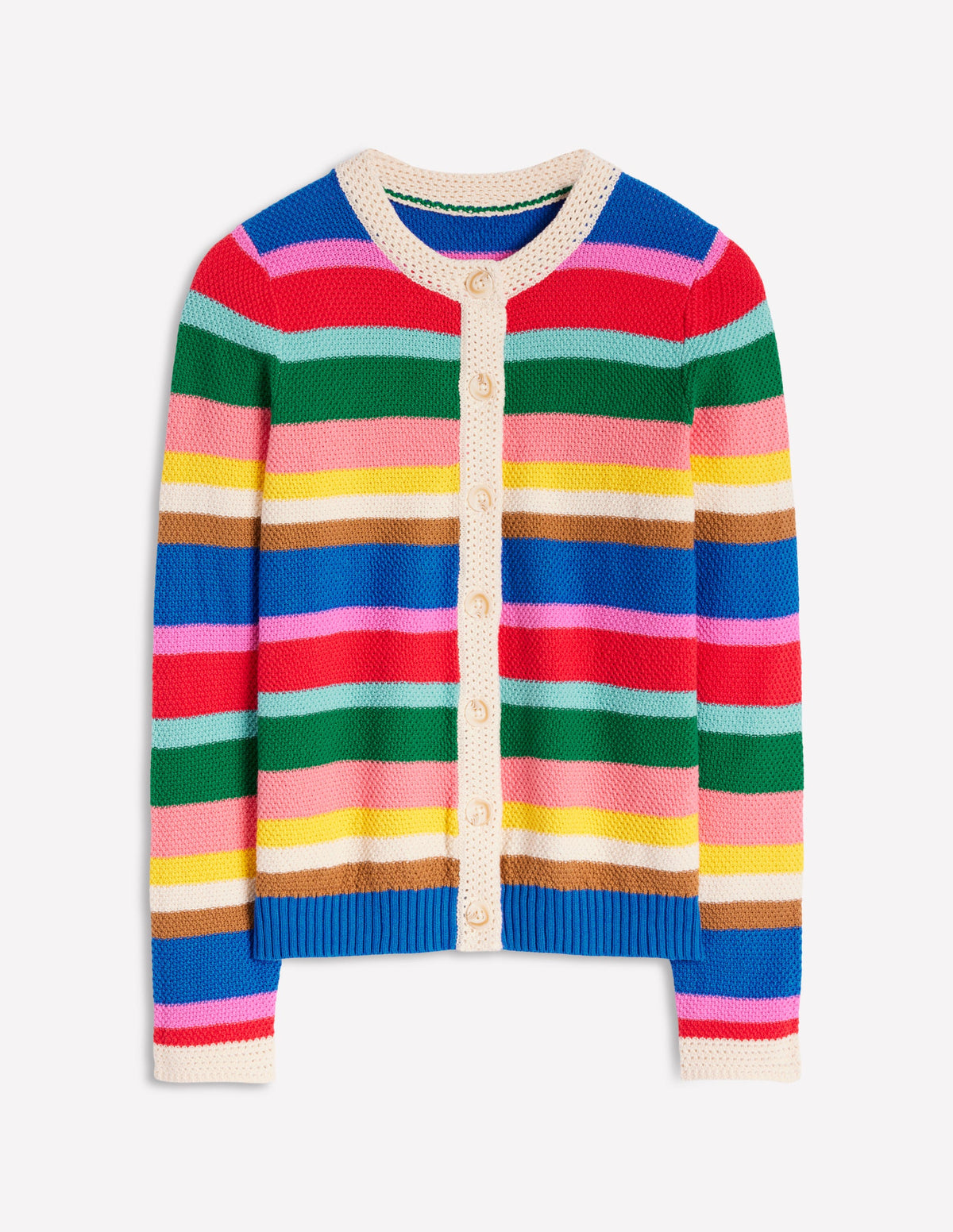 Callie Crochet Trim Cardigan-Bright Rainbow Stripe Large - Image 8